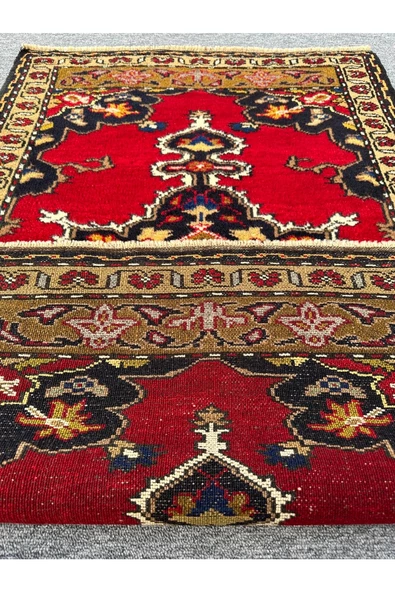 El Dokuma Kırmızı 88x142 Yörük Halısı %100 Yün Kök Boya ! - Resim 3