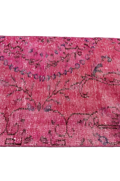 El Dokuma Vintage Yolluk 72x280 Düz Pembe Eskitme Halı - Resim 5