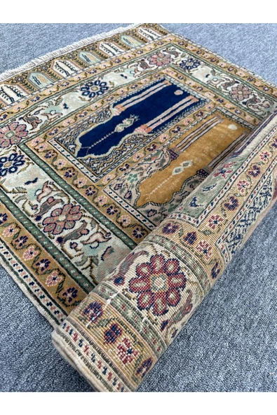 El Dokuma Yolluk Paftalı Seccade Bünyan Halısı 90x225 Saf Namazlık Eskitme - 6