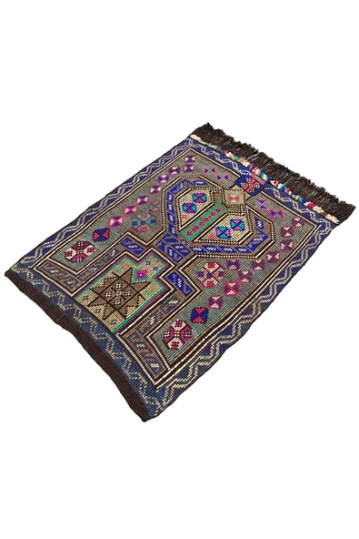 El Dokuması Sıfır Mut Kilimi 105x130 Renkli Kök Boya Yün Kilim - Resim 6