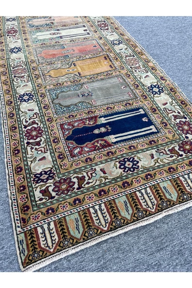 El Dokuma Yolluk Paftalı Seccade Bünyan Halısı 90x225 Saf Namazlık Eskitme - 2