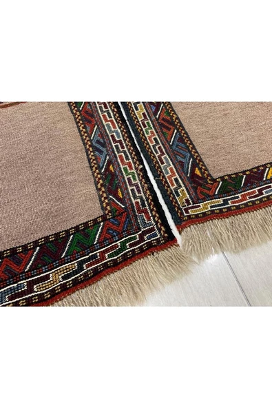 El Dokuma Çift Iran Kilimi 55x100 Gri Yeşil Dekoratif Kilim - Resim 3