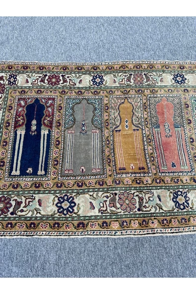 El Dokuma Yolluk Paftalı Seccade Bünyan Halısı 90x225 Saf Namazlık Eskitme - 3