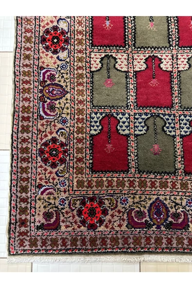 EL DOKUMA BÜNYAN HALISI FLOŞ SECCADE 93X130 PAFTALI SIFIR HALI - 3