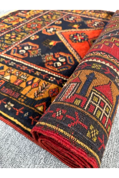 El Dokuma 105x220 Yahyalı Halısı %100 Yün Kavun Içi Kiremit Kök Boya Halı - Resim 7