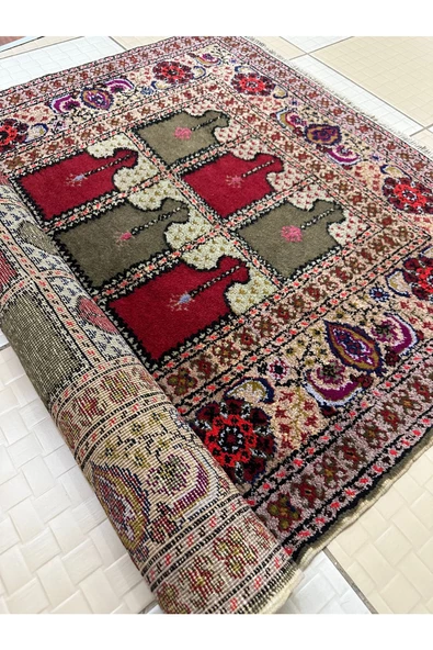 EL DOKUMA BÜNYAN HALISI FLOŞ SECCADE 93X130 PAFTALI SIFIR HALI - 6