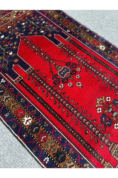 EL DOKUMA YAHYALI HALISI SECCADE 105X190 KÖK BOYA YÜN NAMAZLIK - 2