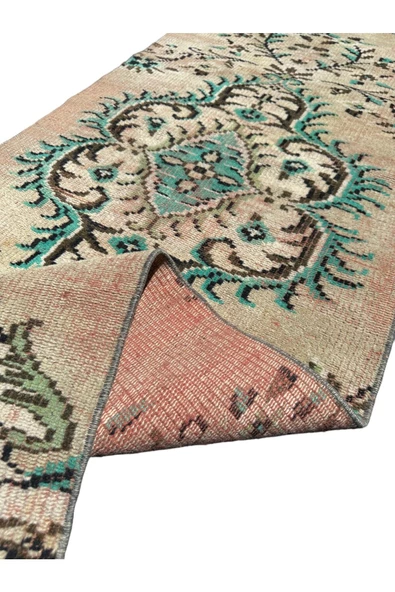 El Dokuma Vintage Yolluk 75x240 Yeşil Kiremit Eskitme Yolluk - Resim 5