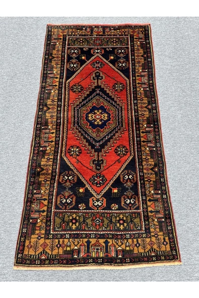 El Dokuma 105x220 Yahyalı Halısı %100 Yün Kavun Içi Kiremit Kök Boya Halı ürün görseli