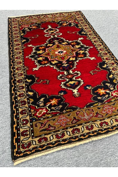 El Dokuma Kırmızı 88x142 Yörük Halısı %100 Yün Kök Boya ! - Resim 2