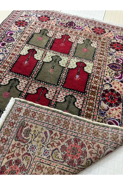 EL DOKUMA BÜNYAN HALISI FLOŞ SECCADE 93X130 PAFTALI SIFIR HALI - 7