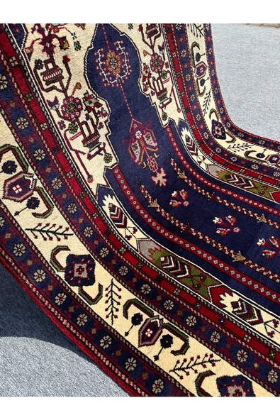 El Dokuma Seccade 120x210 Lacivert %100 Yün Büyük Namazlık - 4