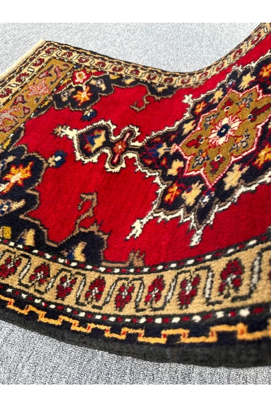 El Dokuma Kırmızı 88x142 Yörük Halısı %100 Yün Kök Boya ! - Resim 4