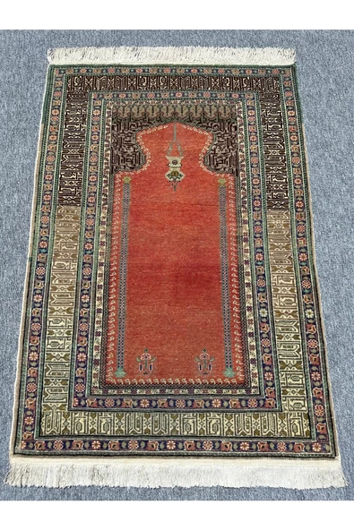 El Dokuma 90x130 Eskitme Bünyan Halısı %100 Yün Seccade Namazlık !