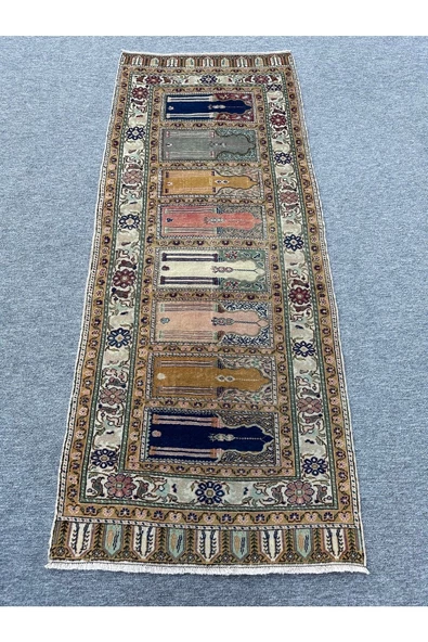 El Dokuma Yolluk Paftalı Seccade Bünyan Halısı 90x225 Saf Namazlık Eskitme - 7