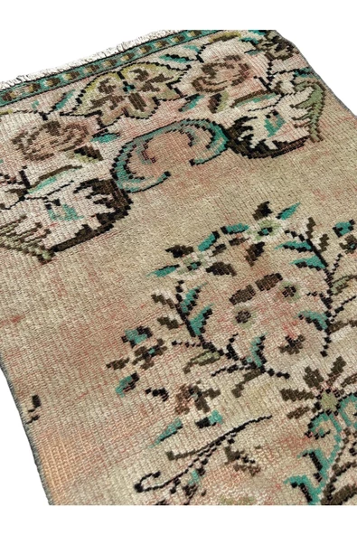 El Dokuma Vintage Yolluk 75x240 Yeşil Kiremit Eskitme Yolluk - Resim 3