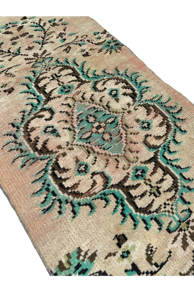 El Dokuma Vintage Yolluk 75x240 Yeşil Kiremit Eskitme Yolluk - Resim 2