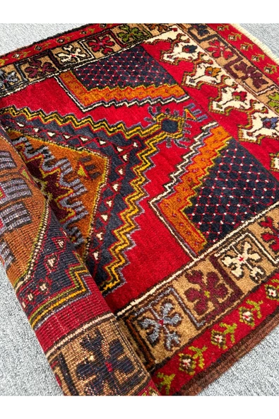 El Dokuma Sıfır Çamardı Halısı 79x135 Kök Boya %100 Yün Küçük Ölçü Halı - 7