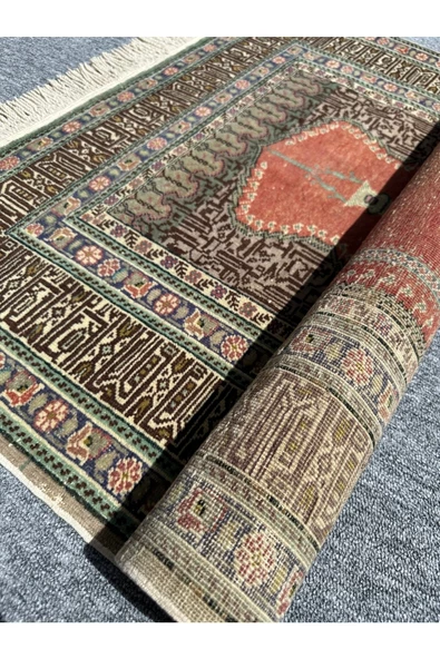 El Dokuma 90x130 Eskitme Bünyan Halısı %100 Yün Seccade Namazlık ! - 8