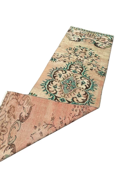 El Dokuma Vintage Yolluk 75x240 Yeşil Kiremit Eskitme Yolluk - Resim 6