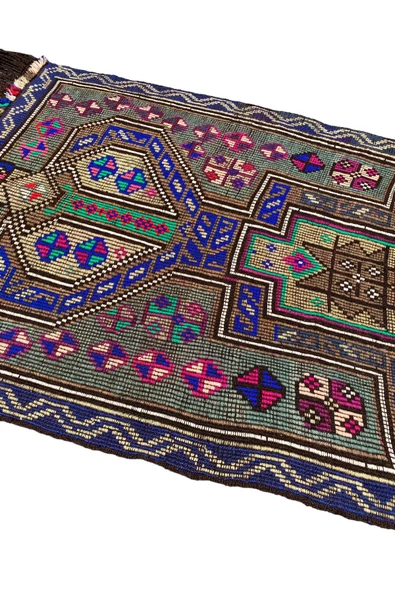 El Dokuması Sıfır Mut Kilimi 105x130 Renkli Kök Boya Yün Kilim - Resim 3