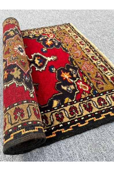 El Dokuma Kırmızı 88x142 Yörük Halısı %100 Yün Kök Boya ! - Resim 5