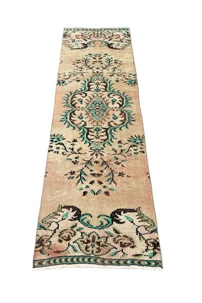 El Dokuma Vintage Yolluk 75x240 Yeşil Kiremit Eskitme Yolluk ürün görseli