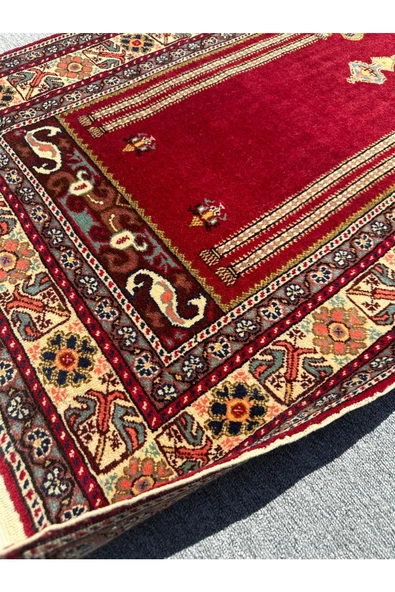 El Dokuma 90x135 Sıfır Bünyan Halısı %100 Yün Seccade Namazlık - 5