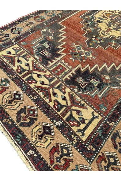 El Dokuma Vintage Büyük Yahyalı Halısı 120x240 Pastel Eskitme Kök Boya Halı - Resim 2