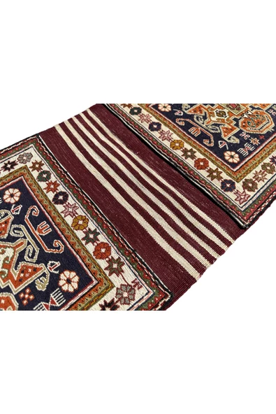 EL DOKUMA ANTİKA HEYBE 40X100 İRAN HALISI %100 YÜN HEYBE - Resim 5