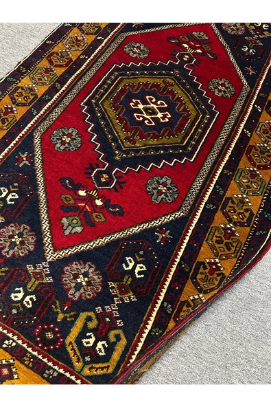 El Dokuma Yahyalı Halısı 105x195 Kök Boya %100 Yün Sıfır Halı - 8