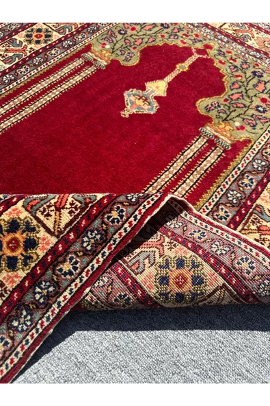 El Dokuma 90x135 Sıfır Bünyan Halısı %100 Yün Seccade Namazlık - 6