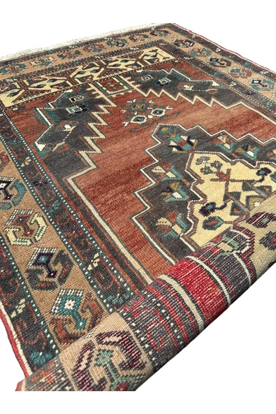 El Dokuma Vintage Büyük Yahyalı Halısı 120x240 Pastel Eskitme Kök Boya Halı - Resim 8