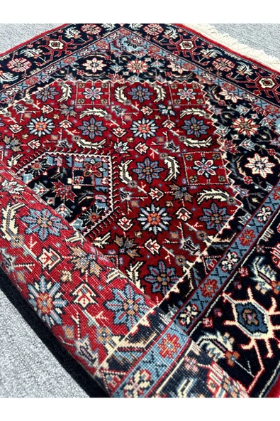 El Dokuma Sıfır İran Halısı 80x125 Kırmızı Lacivert %100 Yün Halısı - 8