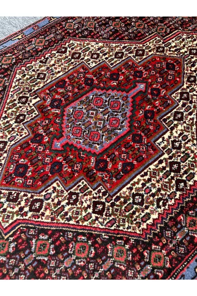 El Dokuma İran Halısı 76x103 Kırmızı Mavi %100 Yün Halı - 3