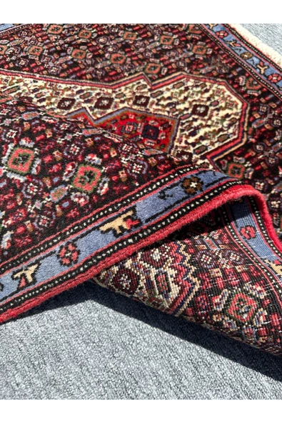 El Dokuma İran Halısı 76x103 Kırmızı Mavi %100 Yün Halı - 7