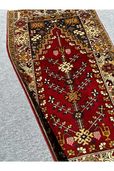 EL DOKUMA SIFIR YAHYALI HALISI SECCADE 84X146 KÖK BOYA YÜN NAMAZLIK - 5