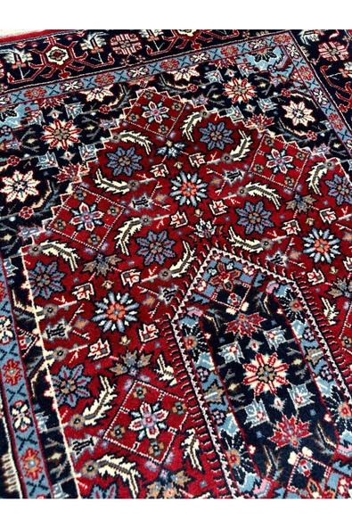 El Dokuma Sıfır İran Halısı 80x125 Kırmızı Lacivert %100 Yün Halısı - 5