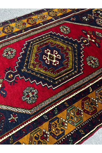 El Dokuma Yahyalı Halısı 105x195 Kök Boya %100 Yün Sıfır Halı - 3