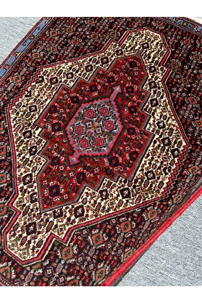 El Dokuma İran Halısı 76x103 Kırmızı Mavi %100 Yün Halı - 5