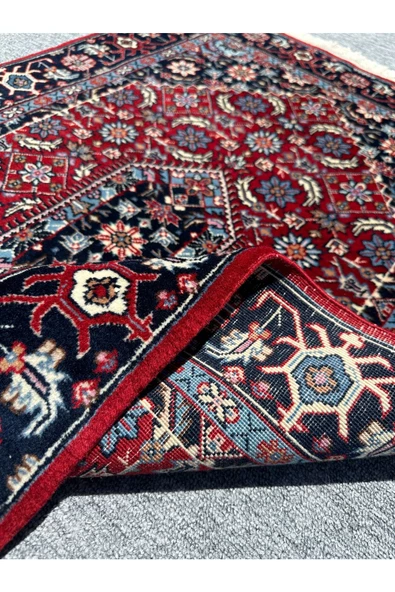 El Dokuma Sıfır İran Halısı 80x125 Kırmızı Lacivert %100 Yün Halısı - 7
