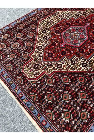 El Dokuma İran Halısı 76x103 Kırmızı Mavi %100 Yün Halı - 2