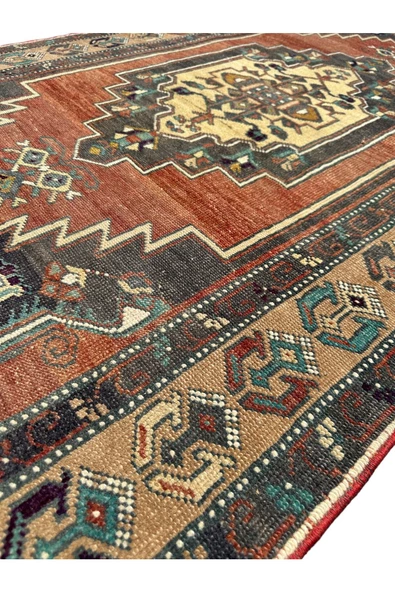 El Dokuma Vintage Büyük Yahyalı Halısı 120x240 Pastel Eskitme Kök Boya Halı - Resim 6