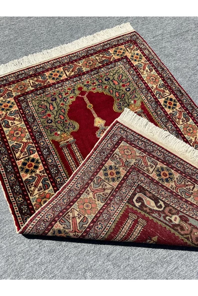 El Dokuma 90x135 Sıfır Bünyan Halısı %100 Yün Seccade Namazlık - 4