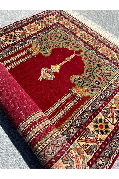 El Dokuma 90x135 Sıfır Bünyan Halısı %100 Yün Seccade Namazlık - 7