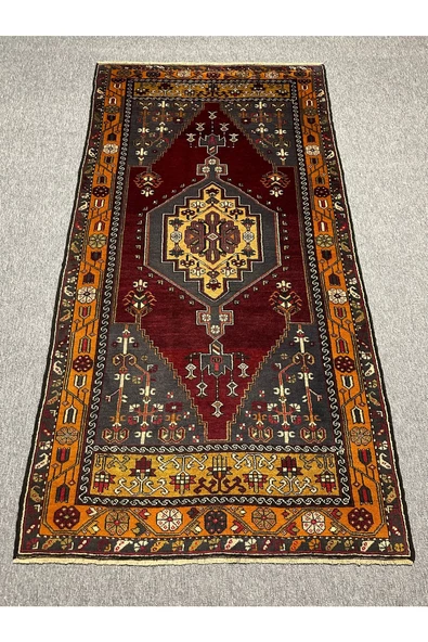 El Dokuma Büyük Yahyalı Halısı 130X250 Kök Boya %100 Yün Halı