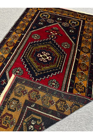 El Dokuma Yahyalı Halısı 105x195 Kök Boya %100 Yün Sıfır Halı - 7