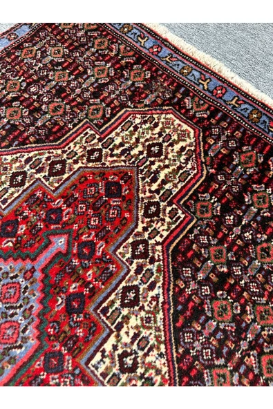 El Dokuma İran Halısı 76x103 Kırmızı Mavi %100 Yün Halı - 4