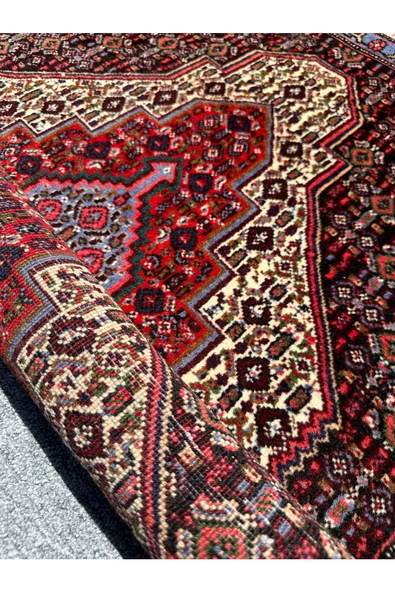 El Dokuma İran Halısı 76x103 Kırmızı Mavi %100 Yün Halı - 8