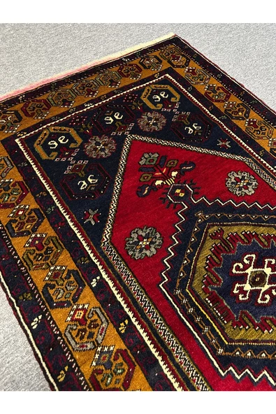 El Dokuma Yahyalı Halısı 105x195 Kök Boya %100 Yün Sıfır Halı - 4